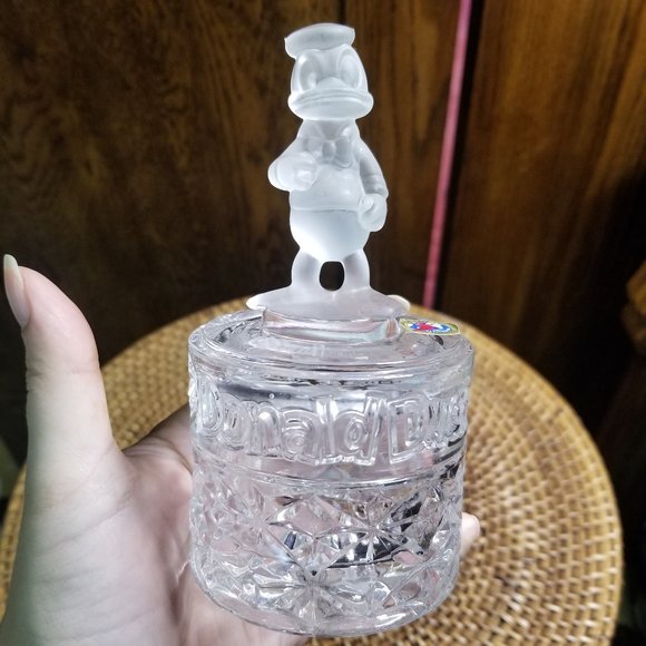 1985 Hofbauer Disney Donald Duck Lead Crystal Trinket Dish Vintage Glass EUC - Picture 2 of 9